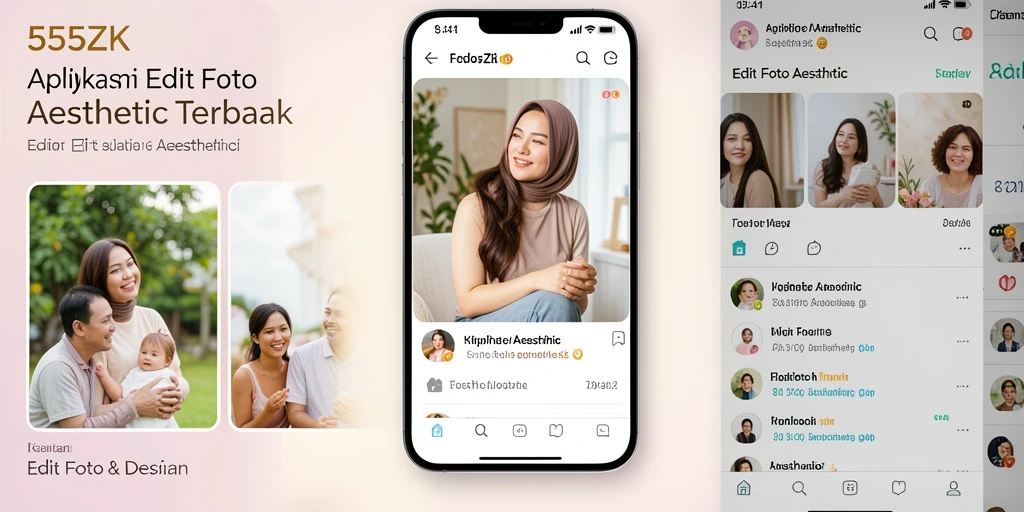 Tampilan antarmuka aplikasi 555ZK untuk edit foto aesthetic yang menarik.