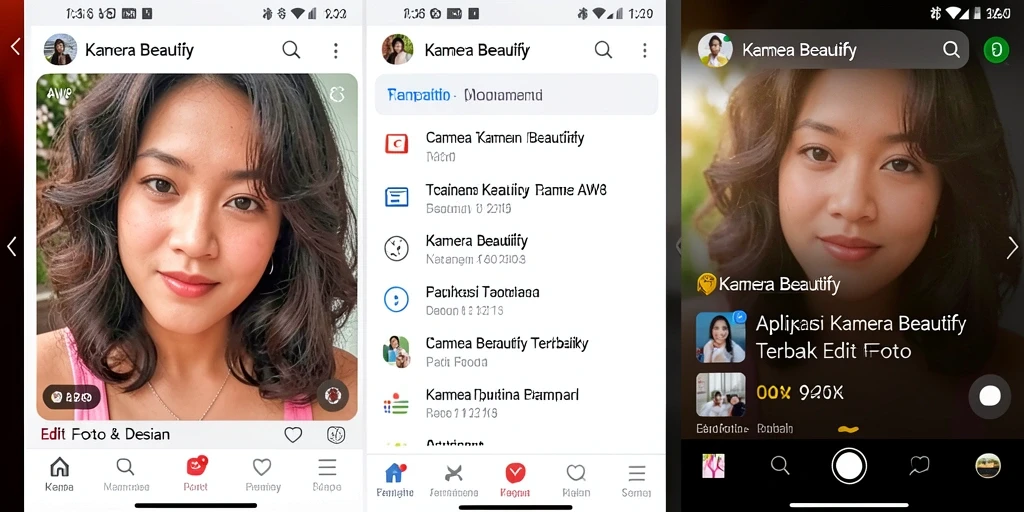 Antarmuka aplikasi Kamera Beautify AW8 yang menarik dan intuitif.